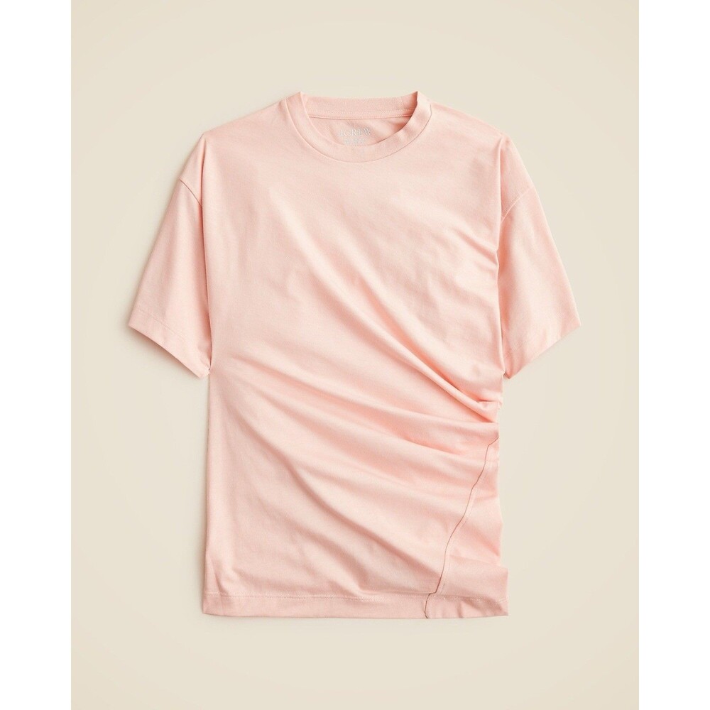 J.Crew 100% Peruvian Pima Cotton Asymmetrical Ruched T-Shirt Pink Size Small